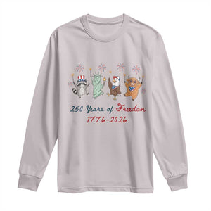 250 Years Of Freedom Long Sleeve Shirt Patriotic Doodle America Raccoon Goose Highland Cow 4th of July