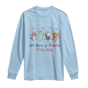 250 Years Of Freedom Long Sleeve Shirt Patriotic Doodle America Raccoon Goose Highland Cow 4th of July