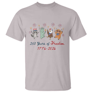 250 Years Of Freedom T Shirt Patriotic Doodle America Raccoon Goose Highland Cow 4th of July