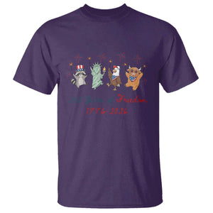 250 Years Of Freedom T Shirt Patriotic Doodle America Raccoon Goose Highland Cow 4th of July