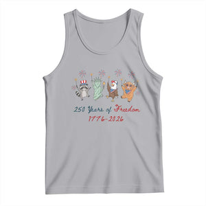 250 Years Of Freedom Tank Top Patriotic Doodle America Raccoon Goose Highland Cow 4th of July