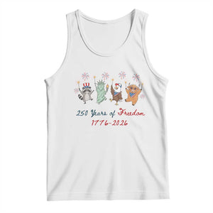 250 Years Of Freedom Tank Top Patriotic Doodle America Raccoon Goose Highland Cow 4th of July