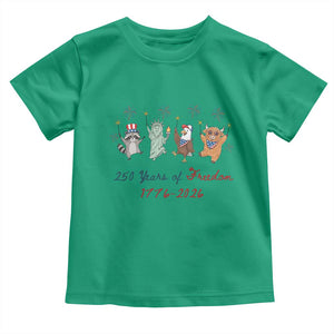250 Years Of Freedom Toddler T Shirt Patriotic Doodle America Raccoon Goose Highland Cow 4th of July TS14 Irish Green Print Your Wear