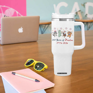 250 Years Of Freedom Tumbler With Handle Patriotic Doodle America Raccoon Goose Highland Cow 4th of July TS14 Print Your Wear