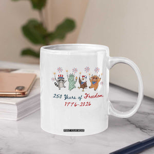 250 Years Of Freedom Coffee Mug Patriotic Doodle America Raccoon Goose Highland Cow 4th of July TS14 Print Your Wear