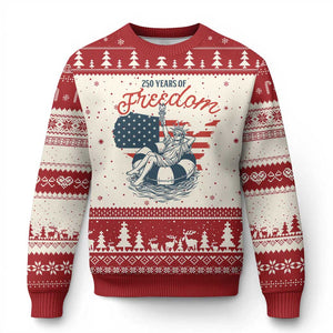 Chill The Fourth Out Ugly Christmas Sweater Funny Statue of Liberty 4th of July