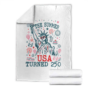 250 Years America Anniversary Statue of Liberty Throw Blanket The Summer USA Turned 250
