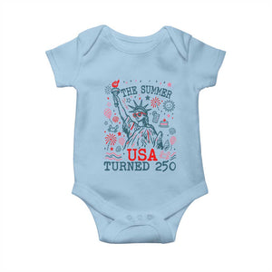 250 Years America Anniversary Statue of Liberty Baby Onesie The Summer USA Turned 250 TS14 Light Blue Print Your Wear