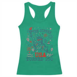 250 Years America Anniversary Statue of Liberty Racerback Tank Top The Summer USA Turned 250