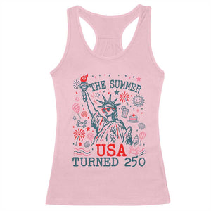 250 Years America Anniversary Statue of Liberty Racerback Tank Top The Summer USA Turned 250