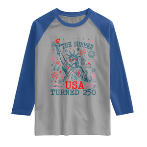 250 Years America Anniversary Statue of Liberty Raglan Shirt The Summer USA Turned 250 TS14 Sport Gray Royal Print Your Wear