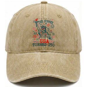 250 Years America Anniversary Statue of Liberty Washed Cotton Baseball Cap The Summer USA Turned 250
