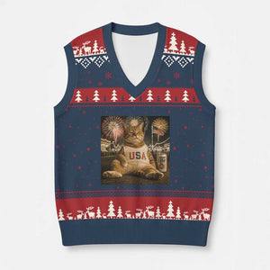 USA 250th Anniversary Statue of Liberty V-Neck Knit Sweater Vest The Summer USA Turned 250