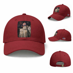 Patriotic Smoking Cat Baseball Cap Funny American Cat Lover 4th of July TS14 Baseball Cap Universal Fit Cherry Red Print Your Wear