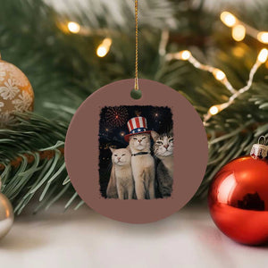 Patriotic Smoking Cat Ceramic Ornament Funny American Cat Lover 4th of July TS14 1pc Mocha Print Your Wear