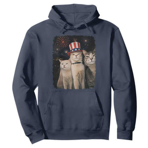 Patriotic Smoking Cat Hoodie Funny American Cat Lover 4th of July