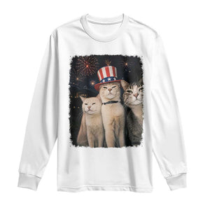 Patriotic Smoking Cat Long Sleeve Shirt Funny American Cat Lover 4th of July