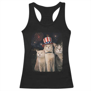 Patriotic Smoking Cat Racerback Tank Top Funny American Cat Lover 4th of July