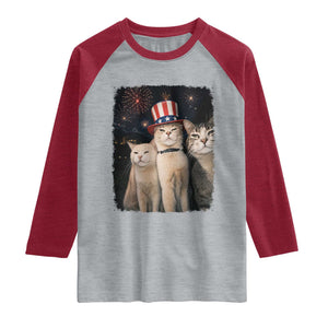 Patriotic Smoking Cat Raglan Shirt Funny American Cat Lover 4th of July