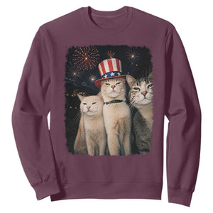 Patriotic Smoking Cat Sweatshirt Funny American Cat Lover 4th of July