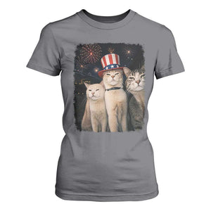 Patriotic Smoking Cat T Shirt For Women Funny American Cat Lover 4th of July