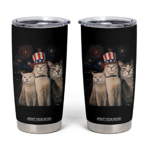 Patriotic Smoking Cat Tumbler Cup Funny American Cat Lover 4th of July