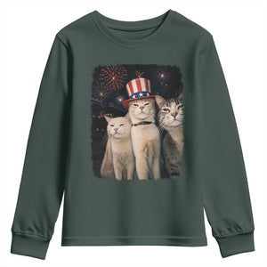 Patriotic Smoking Cat Youth Sweatshirt Funny American Cat Lover 4th of July