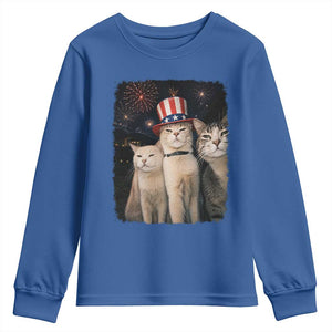 Patriotic Smoking Cat Youth Sweatshirt Funny American Cat Lover 4th of July
