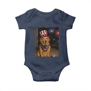 Patriotic Smoking Golden Retriever Baby Onesie Funny Dog Lover Dad 4th Of July