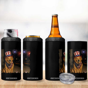 Patriotic Smoking Golden Retriever 4 in 1 Can Cooler Tumbler Funny Dog Lover Dad 4th Of July TS14 Print Your Wear
