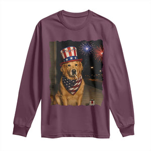 Patriotic Smoking Golden Retriever Long Sleeve Shirt Funny Dog Lover Dad 4th Of July