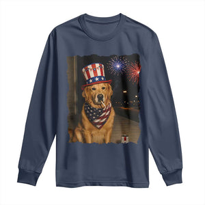 Patriotic Smoking Golden Retriever Long Sleeve Shirt Funny Dog Lover Dad 4th Of July
