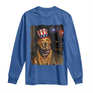 Patriotic Smoking Golden Retriever Long Sleeve Shirt Funny Dog Lover Dad 4th Of July