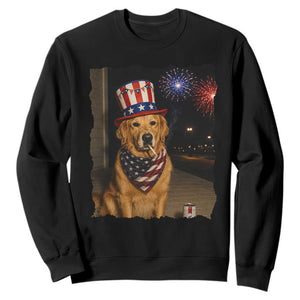 Patriotic Smoking Golden Retriever Sweatshirt Funny Dog Lover Dad 4th Of July