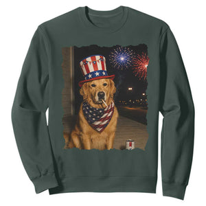 Patriotic Smoking Golden Retriever Sweatshirt Funny Dog Lover Dad 4th Of July