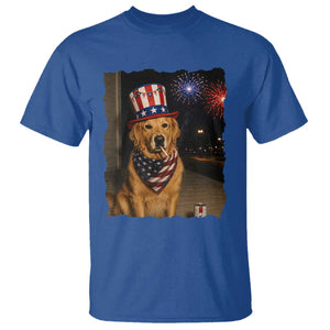 Patriotic Smoking Golden Retriever T Shirt Funny Dog Lover Dad 4th Of July