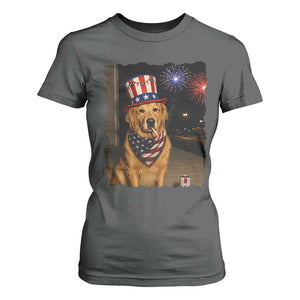 Patriotic Smoking Golden Retriever T Shirt For Women Funny Dog Lover Dad 4th Of July