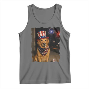 Patriotic Smoking Golden Retriever Tank Top Funny Dog Lover Dad 4th Of July