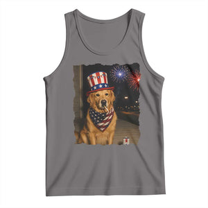Patriotic Smoking Golden Retriever Tank Top Funny Dog Lover Dad 4th Of July