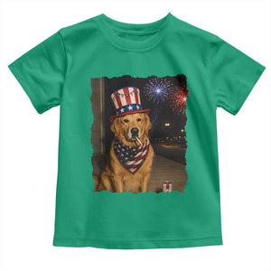 Patriotic Smoking Golden Retriever Toddler T Shirt Funny Dog Lover Dad 4th Of July