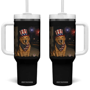 Patriotic Smoking Golden Retriever Tumbler With Handle Funny Dog Lover Dad 4th Of July