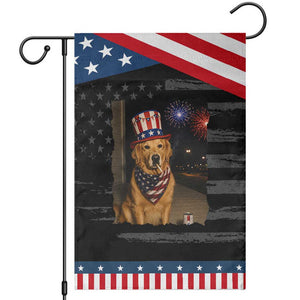 Smoking Golden Retriever Patriotic Garden Flag Funny Dog Lover Dad 4th Of July TS14 Distressed Black Blue Print Your Wear