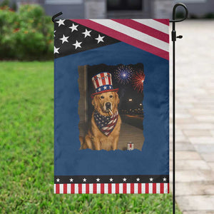 Smoking Golden Retriever Patriotic Garden Flag Funny Dog Lover Dad 4th Of July TS14 Classic Blue Black Print Your Wear