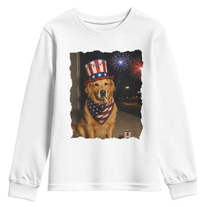 Patriotic Smoking Golden Retriever Youth Sweatshirt Funny Dog Lover Dad 4th Of July