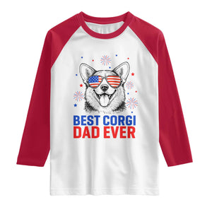 Best Corgi Dad Ever Raglan Shirt Funny Dog Lover Dad 4th Of July TS14 White Red Print Your Wear