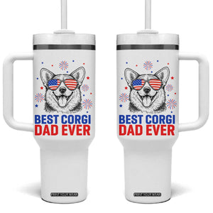 Best Corgi Dad Ever Tumbler With Handle Funny Dog Lover Dad 4th Of July