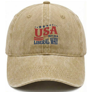 USA But In A Liberal Way 4th of July Washed Cotton Baseball Cap Feminist Women's Rights