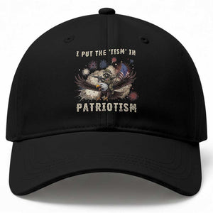 I Put The “Tism” in Patriotism Baseball Cap Retro Eagle Raccoon USA Flag