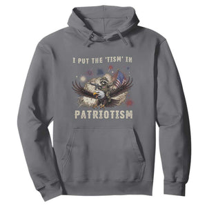 I Put The Tism in Patriotism Hoodie Retro Eagle Raccoon USA Flag