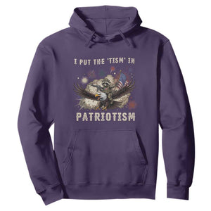 I Put The Tism in Patriotism Hoodie Retro Eagle Raccoon USA Flag